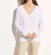 Vince Drop Shoulder V-neck Top In Off-white In White