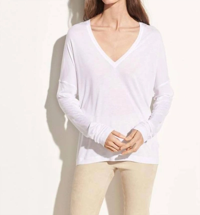 Vince Drop Shoulder V-neck Top In Off-white