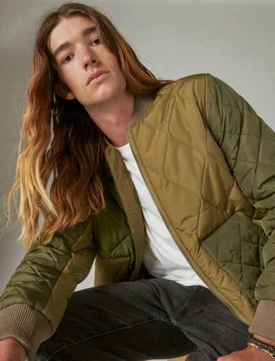 Lucky Brand Men's Patchwork Quilted Bomber Jacket In Green