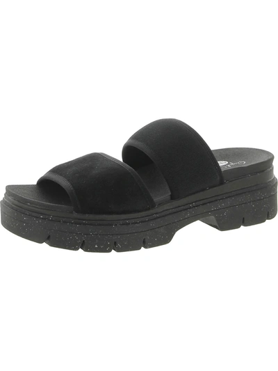 Dr. Scholl's Shoes Terrain Womens Suede Comfort Fit Flatform Sandals In Black