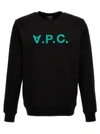 Apc A.p.c. Black Crewneck Sweatshirt With Green Logo