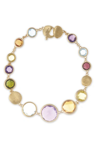 Marco Bicego 18k Yellow Gold Jaipur Multi Gemstone Single Strand Bracelet In Multi-color, Gold-tone