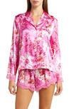 IN BLOOM BY JONQUIL MY VALENTINE FLORAL LACE TRIM SATIN SHORT PAJAMAS