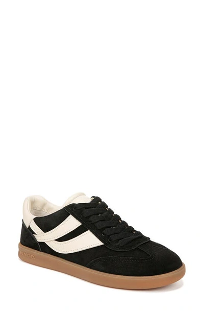 Vince Oasis Bicolor Leather Retro Sneakers In Black Suede