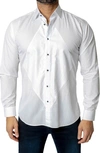 MACEOO MACEOO FIBONACCI REGULAR FIT DOT PRINT COTTON BUTTON-UP SHIRT