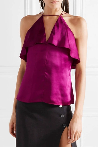 Cushnie Dahlia Silk Halter In Magenta In Pink