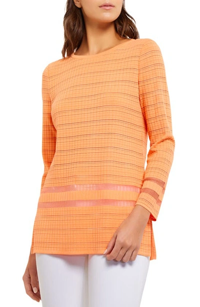 Misook Textured Burnout Striped Knit Tunic In Citrus Blossom