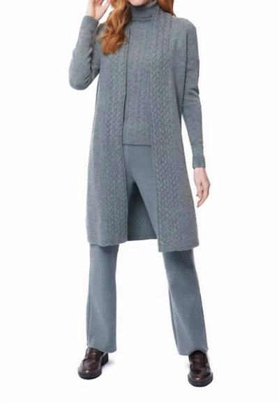 Biana Leana Cable-knit Belted Coat Gray In Grey