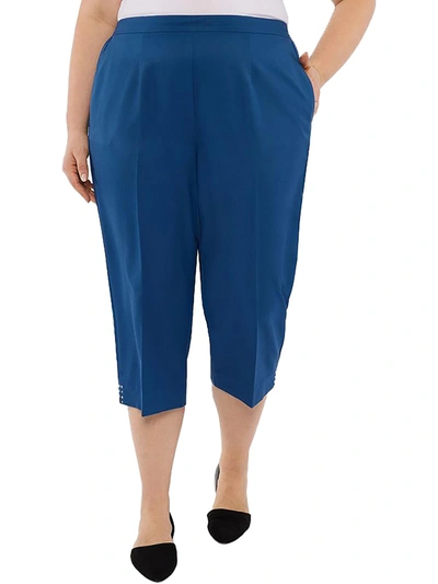 Alfred Dunner Plus Womens Woven Pull On Capri Pants In Blue