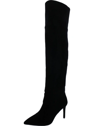 Veronica Beard Lexington Suede Stiletto Knee Boots In Black