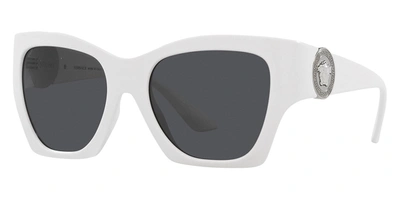 Versace Rectangular Cat Eye Sunglasses, 54mm In White