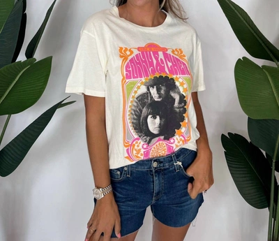 Daydreamer Sonny & Cher Melody Fair Boyfriend Tee In Stone Vintage In Cream