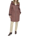Andrew Marc Gemas Lightweight Parka Coat With Matte Shell And Faux Leather Details In Red