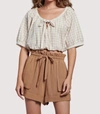 LOST + WANDER ISLAND PICNIC CROP TOP IN ALMOND WHITE