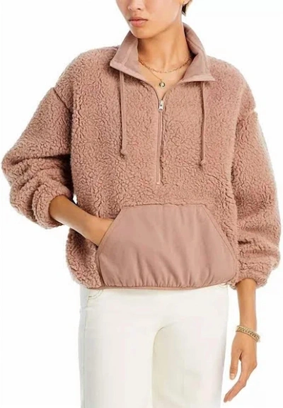 Vintage Havana Fuzzy Fleece Half Zip Sweatshirt In Beige