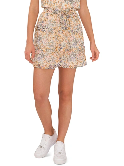 Riley & Rae Womens Floral Tiered Mini Skirt In White