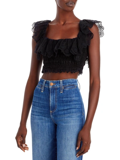 Sea Blaine Womens Cropped Smocked In Black