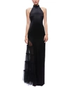 Alice And Olivia Ryn Womens Halter Open Back Evening Dress In Black