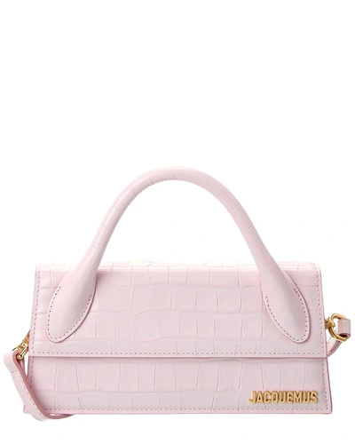 Jacquemus Le Chiquito Long Crocodile-embossed Bag In Pink
