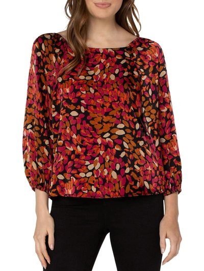 Liverpool Los Angeles Womens Square Neck Printed Blouse In Multi