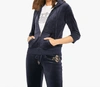 JUICY COUTURE REGAL ANCHOR VELOUR ROBERTSON HOODIE JACKET IN NAVY BLUE