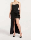 Cinq À Sept Drina Sleeveless Satin Wrap Gown In Black