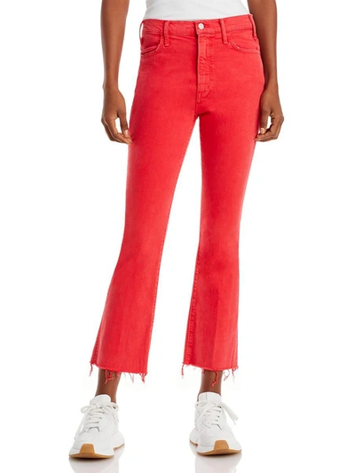 Mother The Hustler High Rise Frayed Flare Leg Ankle Jeans In Mars Red