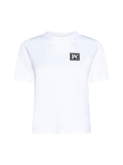 Palm Angels Logo Patch Crewneck T In White