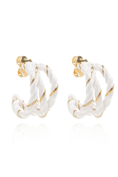 Maison Margiela Twisted Hoop Earrings In White