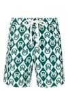 Moncler Monogram-print Swim Shorts In Whiteblue