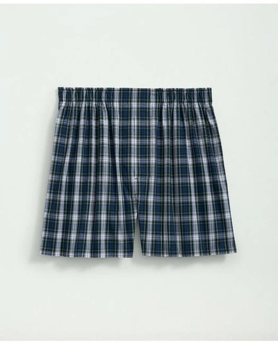 Brooks Brothers Cotton Poplin Tartan Boxers | White | Size Xs