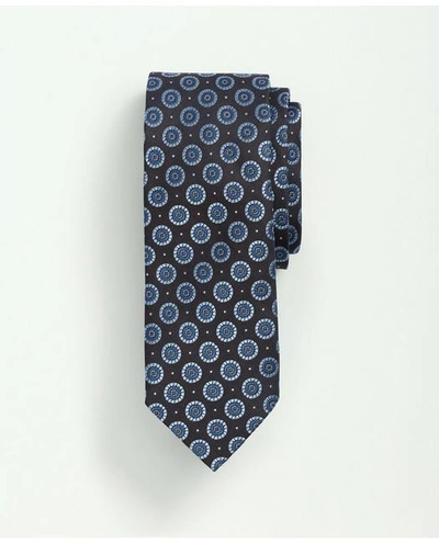 Brooks Brothers Silk Framed Medallion Dot Tie | Brown | Size Regular