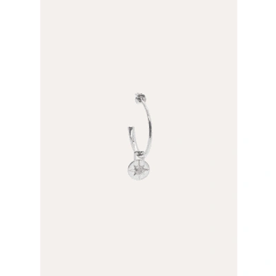 Under Her Eyes Astrid Charm Small Hoops Sterling Silver In Metallic