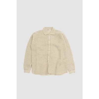 Auralee Hand Crochet Wool Knit Shirt Light Khaki
