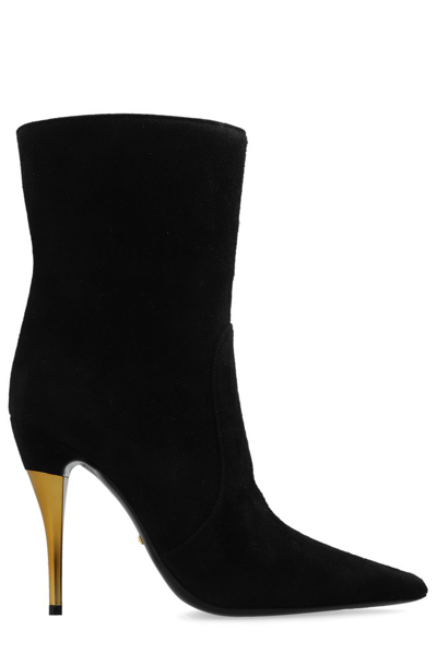 Gucci 105mm Suede Zip-up Ankle Boots In Black
