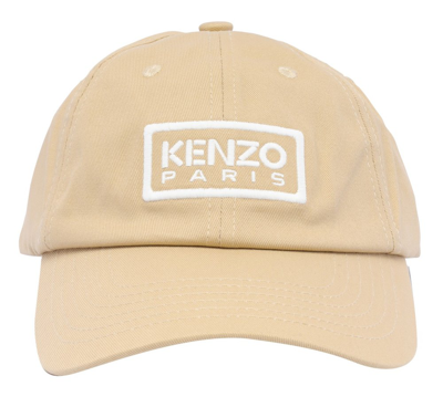 Kenzo Logo Patch Curved In Beige