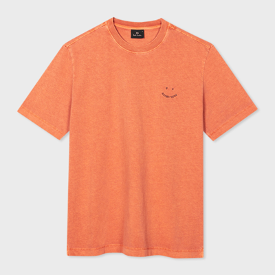 Ps By Paul Smith Ps Paul Smith Mens Ss Reg Fit Tshirt Ps Happy In Orange