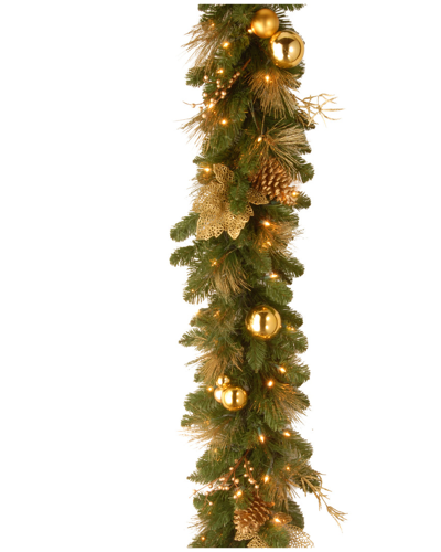 National Tree Company 6ft Glittery Bristle Pine Garland With Battery Operated Warm White Led Lights