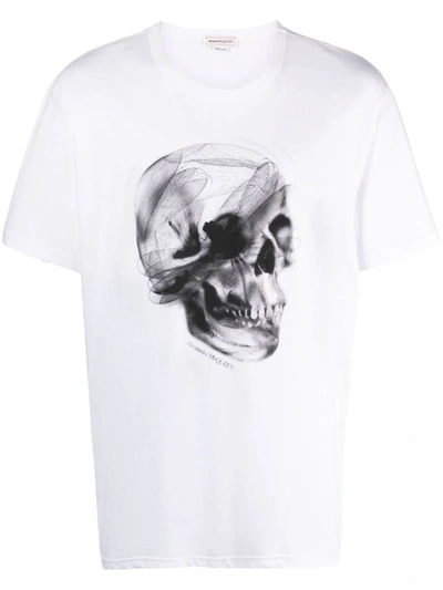 Alexander Mcqueen Dragonfly Skull-print Cotton T-shirt In White