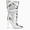 Paris Texas 105 Silver Python-effect Leather Knee-high Boots In Metal