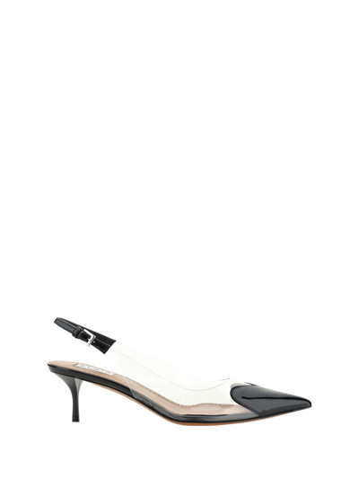 Alaïa Le Coeur Black Patent Leather High Slingback In Animal Print