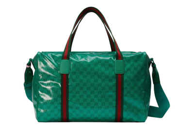Pre-owned Gucci Large Duffle Bag With Web Green