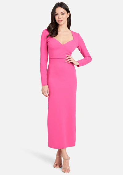 Bebe Open Back Ankle Dress In Fuschia Fedora