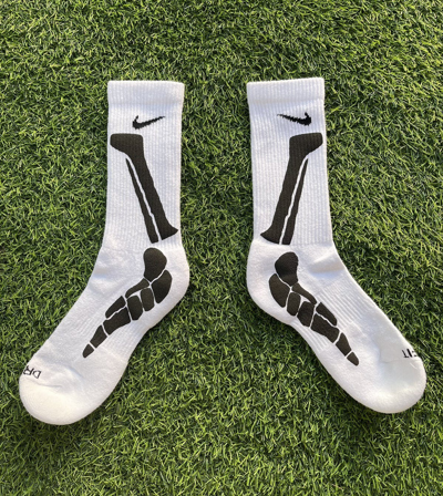 Pre-owned Custom X Nike Bone Custom Socks In White