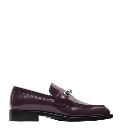 Burberry Leather Barbed Loafers In Poison