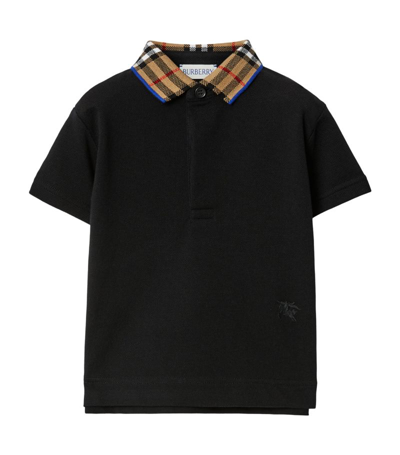Burberry Check-collar Polo Shirt (6-24 Months) In Black