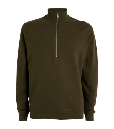 Sunspel Loopback Half-zip Sweatshirt In Brown