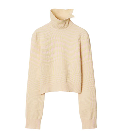 Burberry Warped Houndstooth Jumper In Cameo