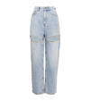 AREA NYC EMBELLISHED CUT-OUT STRAIGHT JEANS