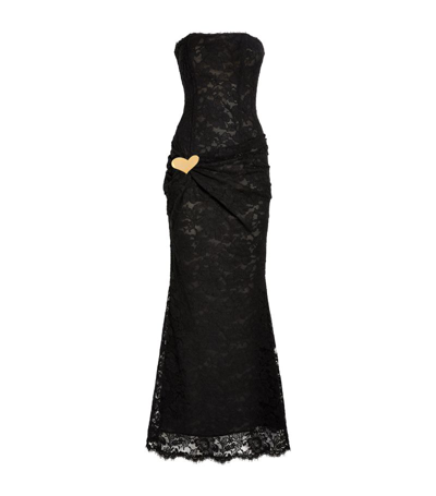 Rowen Rose Lace Heart-detail Maxi Dress In Black